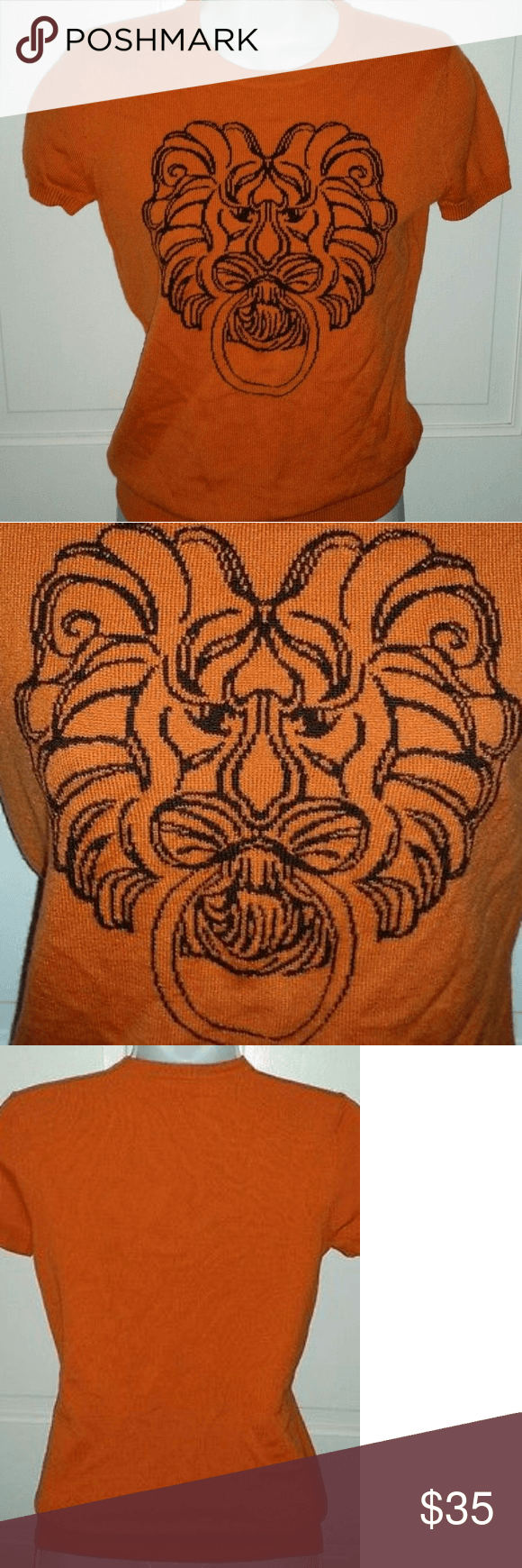Little Orange Lion Logo - Lilly Pulitzer Orange Wool Lion Fall Sweater. My Posh Picks