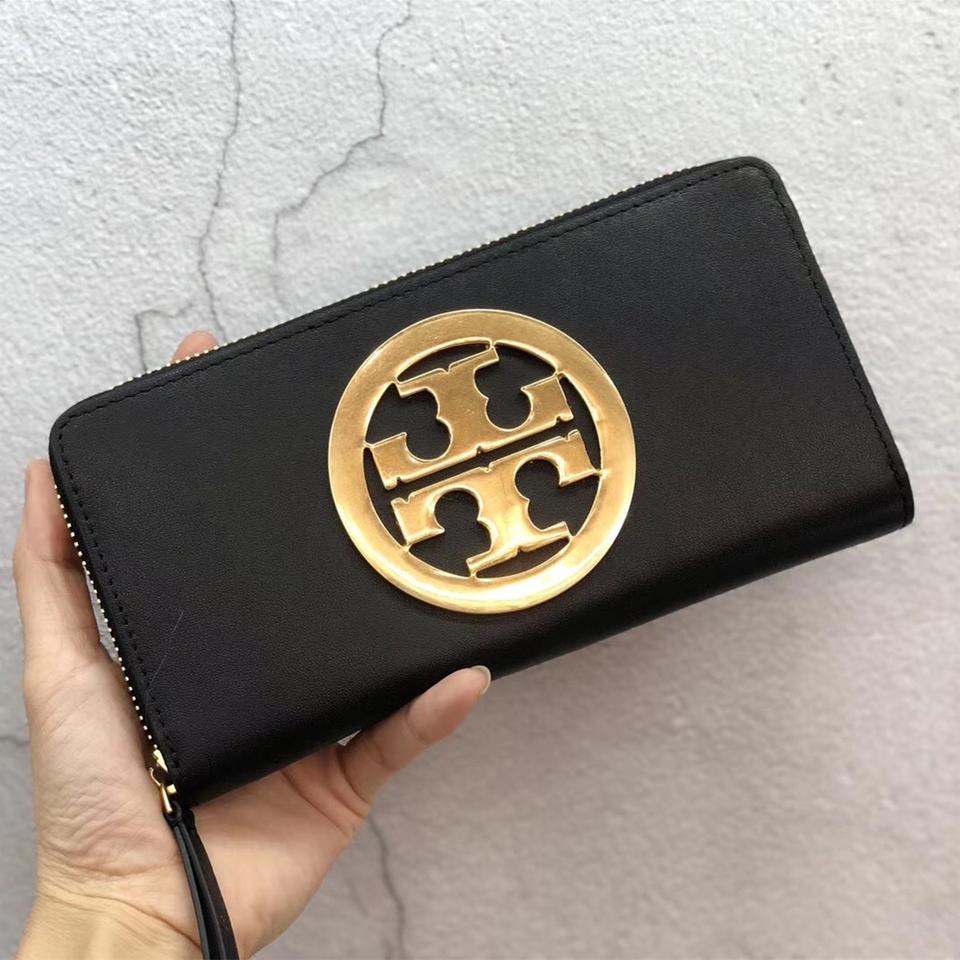 Continental New Logo - Tory Burch Black New Logo Zip Around Continental Bag Rare Wallet