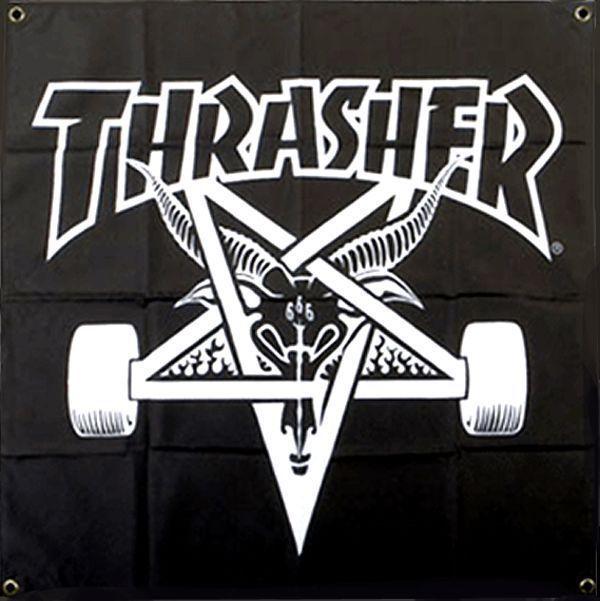 Thrasher Magazine Skate Goat Logo - Thrasher Magazine Skate Goat Skateboard Banner Black