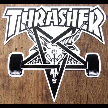 Thrasher Magazine Skate Goat Logo - Large Thrasher Magazine Skate Goat Skateboard Sticker - White/Black ...