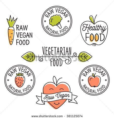 Health Food Restaurant Logo - Raw vegan Organic food labels and elements set for food, drink ...