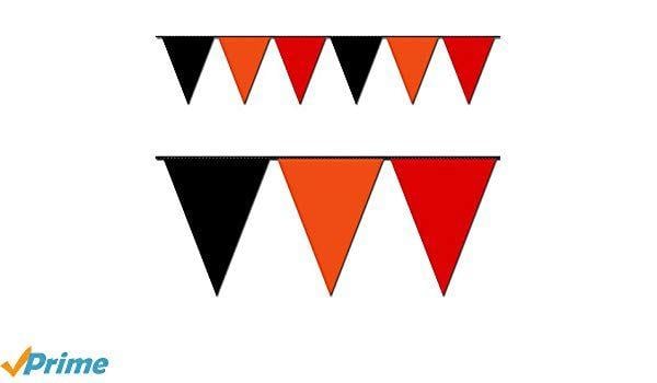 Red Triangle White Line Logo - Ziggos Party Black, Orange and Red Triangle Pennant Flag