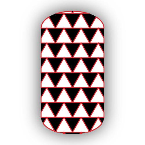 Red Triangle White Line Logo - Black, White & Red Triangle Nail Wrap