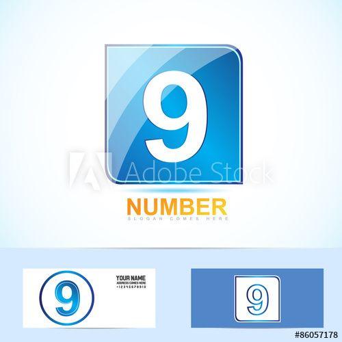 Company with Blue Square Logo - Vector company logo icon element template of number nine 9 blue ...