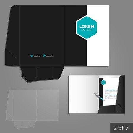 Company with Blue Square Logo - Folder template design for company with blue square elements ...