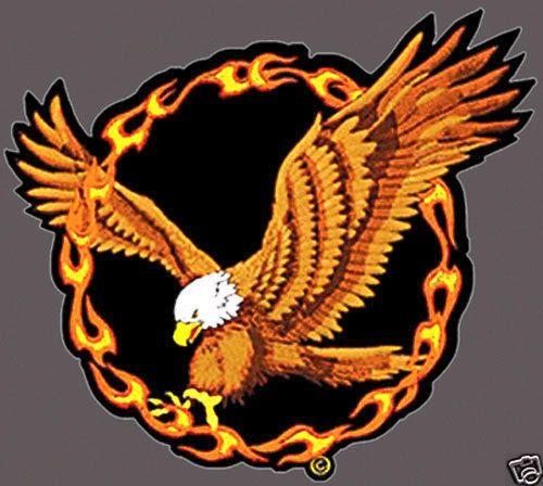 Bird with Orange Circle Logo - Iron On/ Sew on Embroidered Patch Badge Eagle Fire Circle Bird