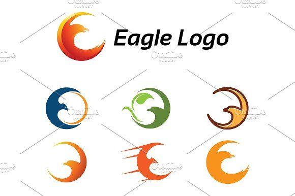 Bird with Orange Circle Logo - 7 Crescent Eagle and Bird Logo ~ Logo Templates ~ Creative Market