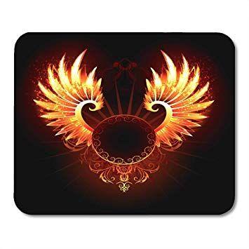 Bird with Orange Circle Logo - Amazon.com : Emvency Mouse Pads Red Fire Artistically Round Fiery ...