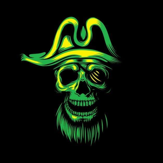 Green Pirate Logo - Green pirate skull background Vector | Free Download
