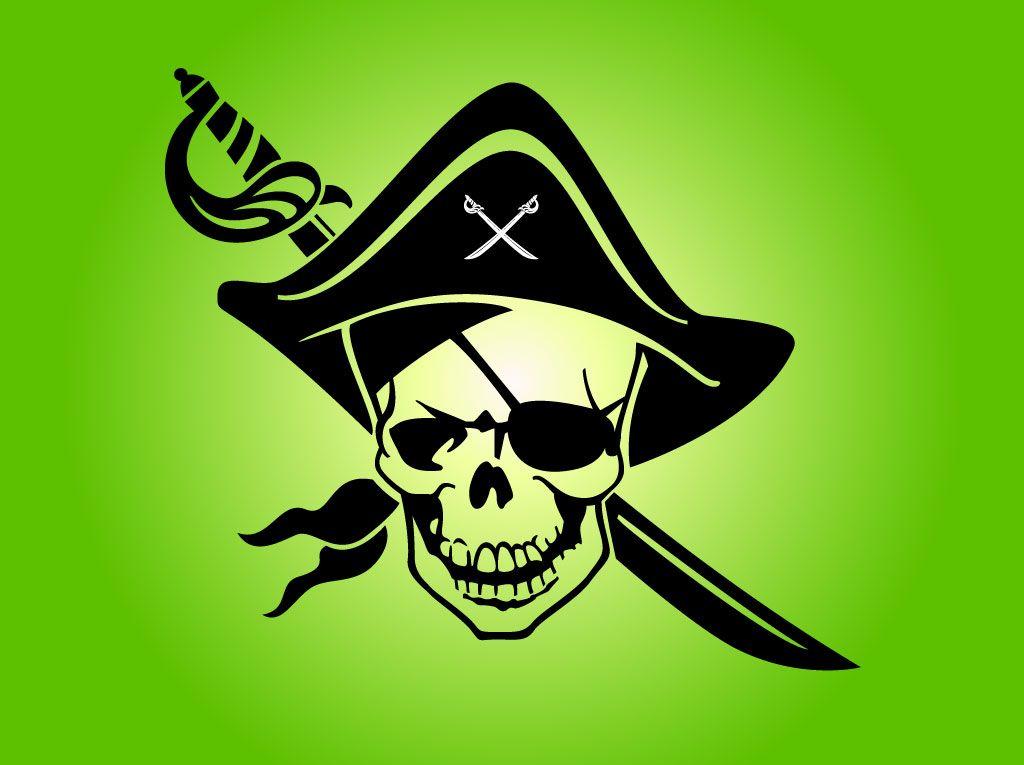 Green Pirate Logo - Pirate Skull Emblem Vector Art & Graphics | freevector.com