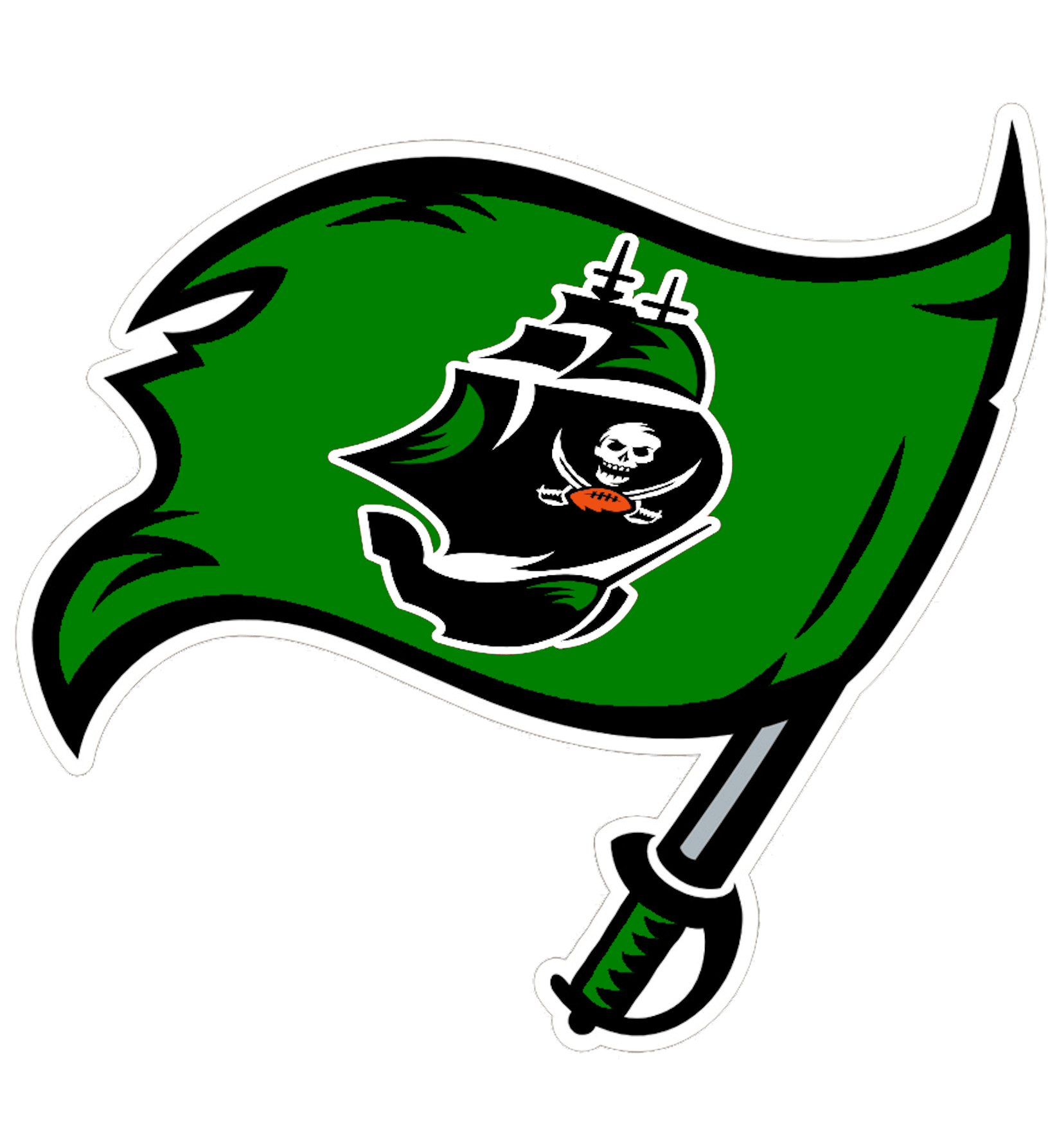 Green Pirate Logo - Green Bucks Flag With Ship. Free Image clip