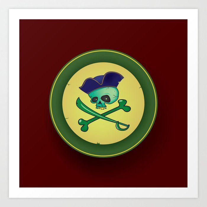 Green Pirate Logo - green pirate skull Art Print by ikarpov | Society6