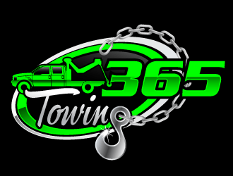 Towing Chain Logo - 365 towing logo design - 48HoursLogo.com