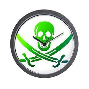 Green Pirate Logo - Pirates Green Wall Clocks