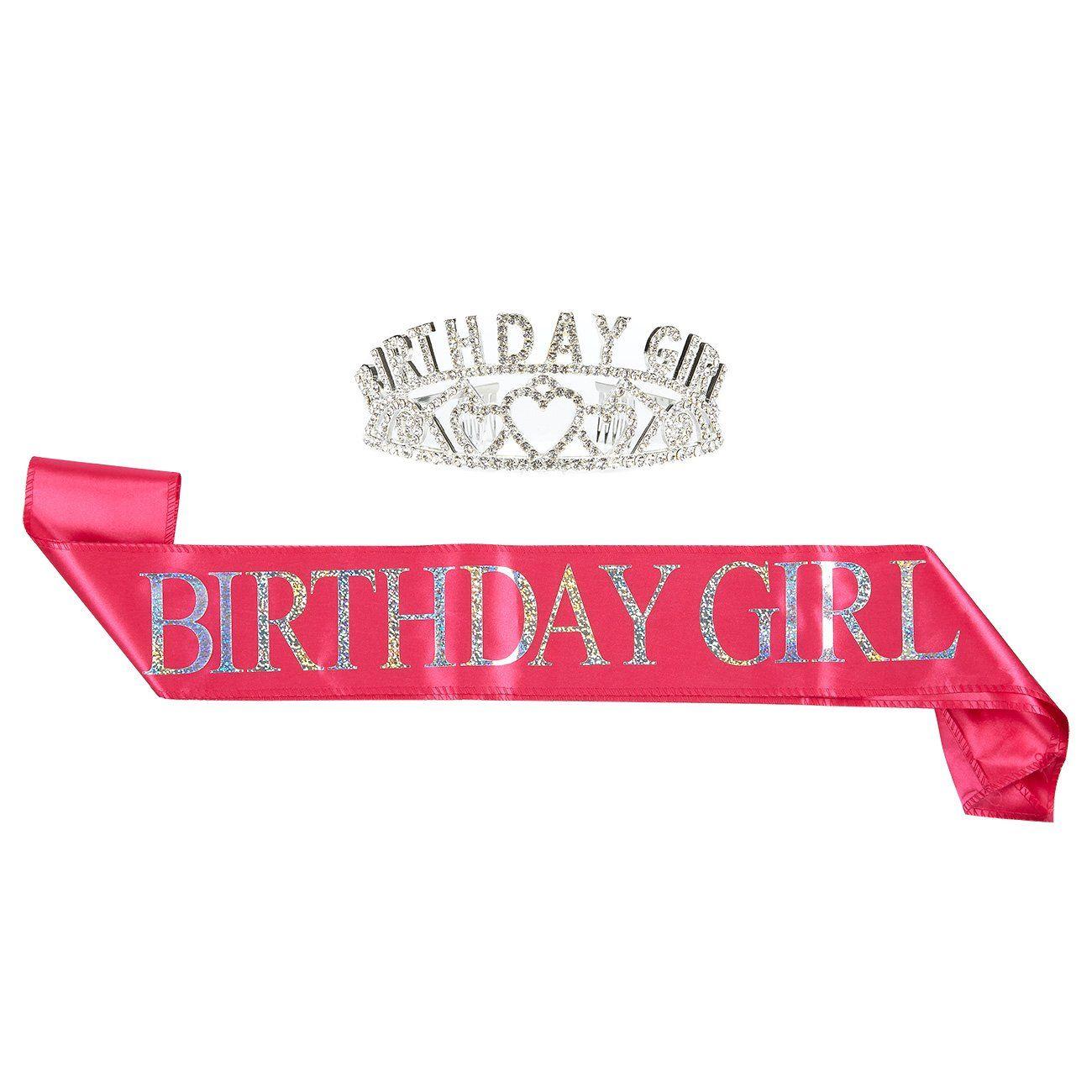Birthday Girl Logo - Amazon.com: Blue Panda 2-Pack Set Birthday Girl Tiara Birthday Sash ...