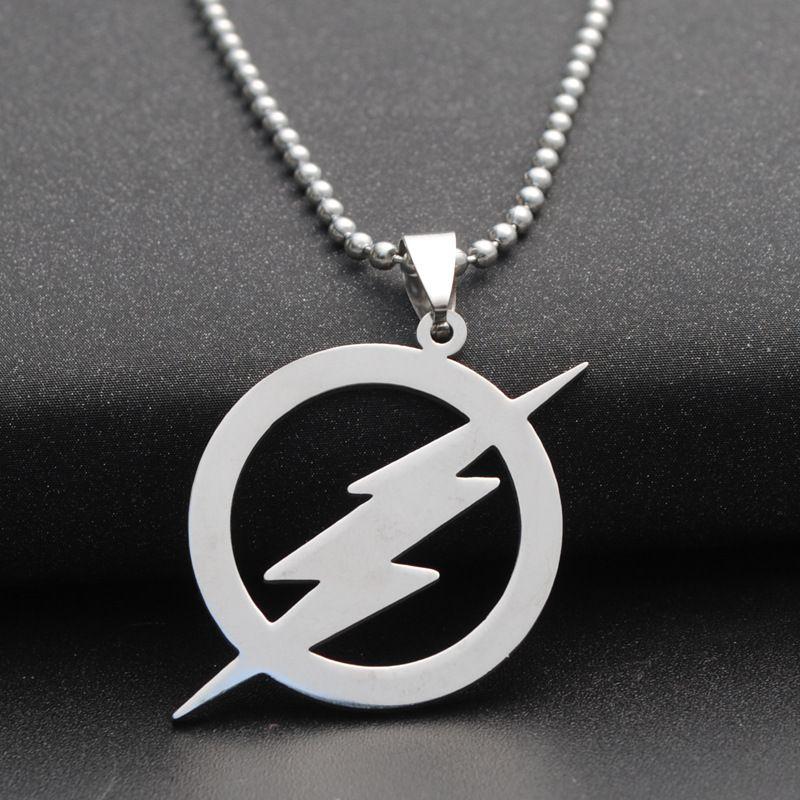 Cool Lightning Logo - Cool Super Hero The Flash Necklace Lightning Logo Stainless Steel