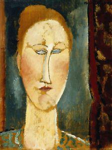 Red Hair and Face Logo - AMEDEO MODIGLIANI Head of a Woman with Red Hair BLUE long face