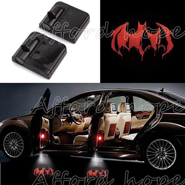 Red Batman Logo - Universal Fit Car Door Laser Puddle Light Welcome Wireless Projector