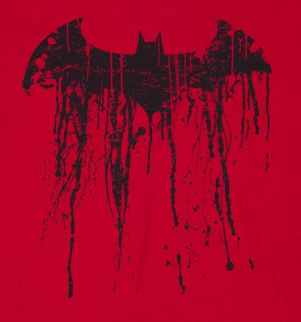 Red Batman Logo - Men's Red Batman Graffiti Logo T Shirt