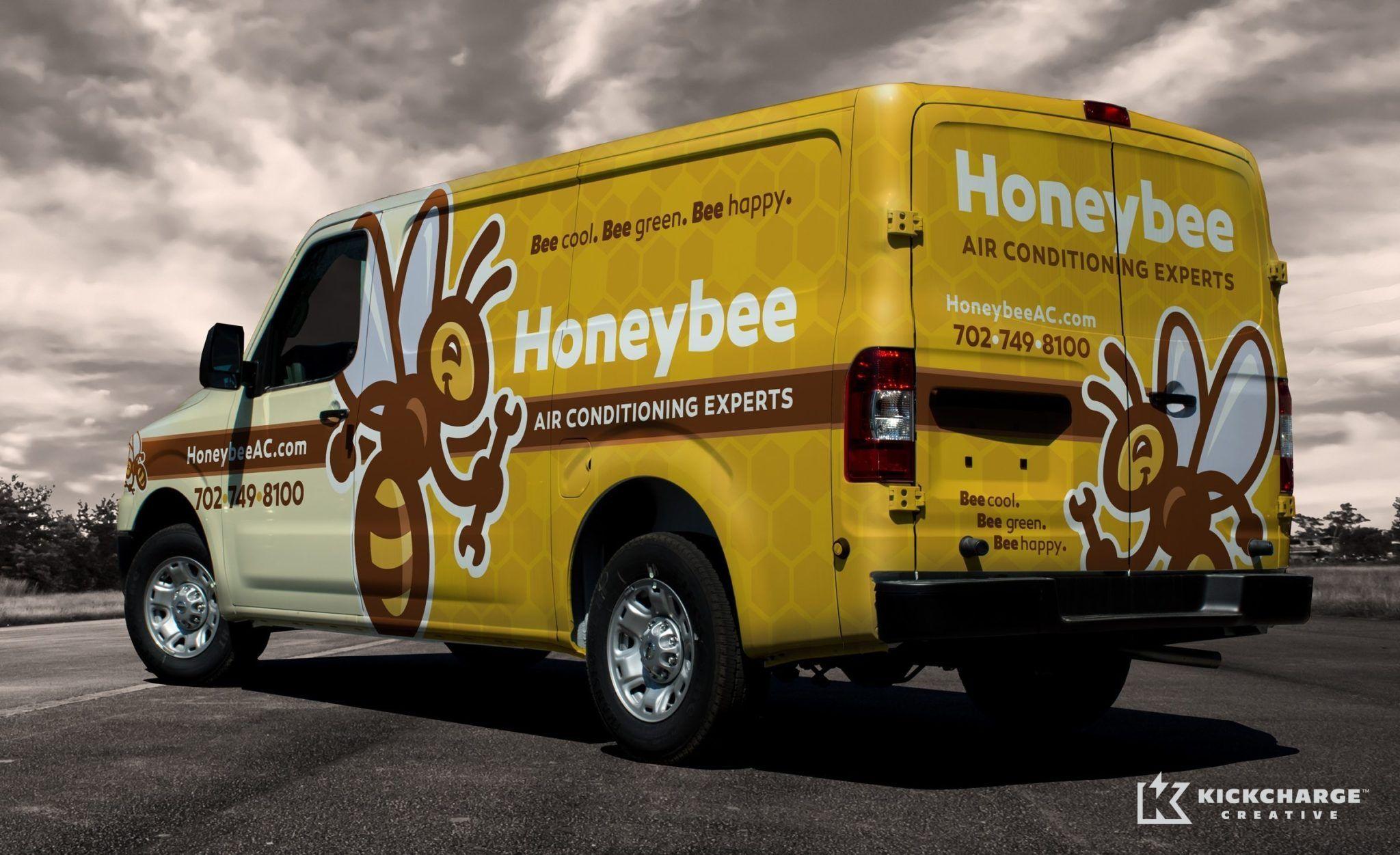 Creative Truck Company Logo - Honeybee Air Conditioning Experts Creative. kickcharge