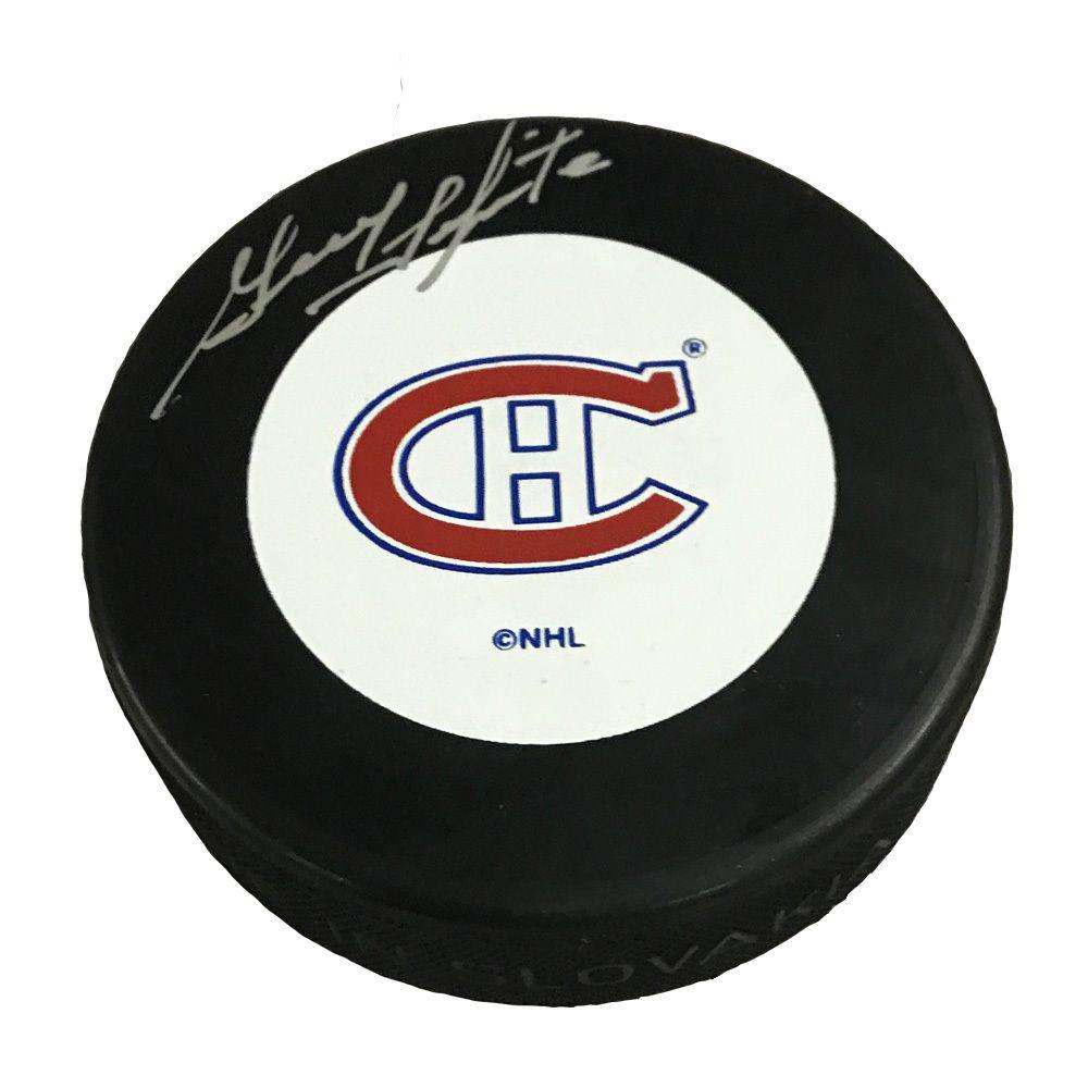 NHL Original 6 Logo - GUY LAPOINTE Signed Montreal Canadiens Original 6 Logo Puck in ...