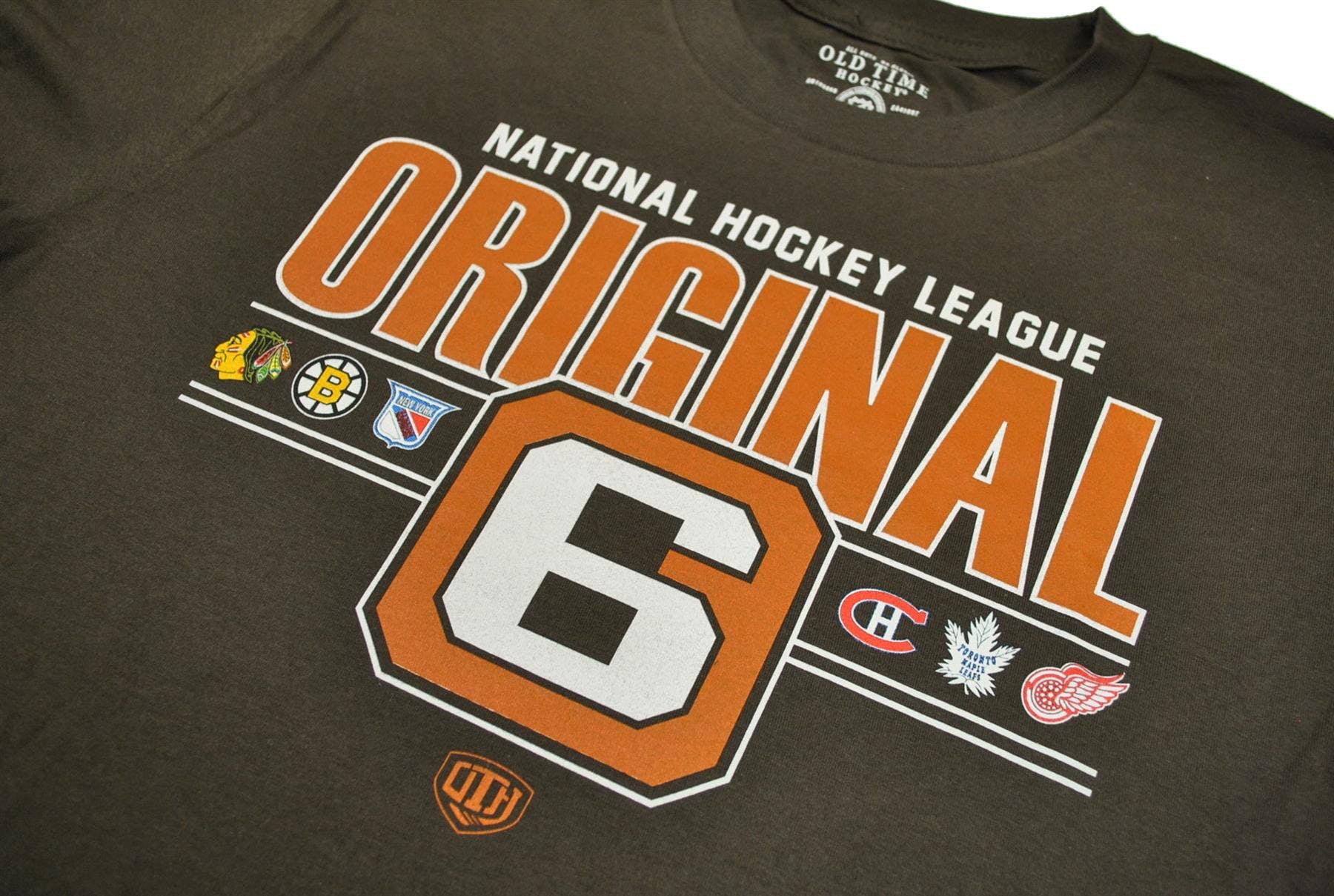 NHL Original 6 Logo - NHL Original 6 Logo Old Time Hockey Perkis Dark Chocolate Tee Shirt