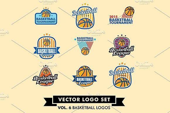 Basketball Vector Logo - Basketball Vector Logo Set Logo Templates Creative Market