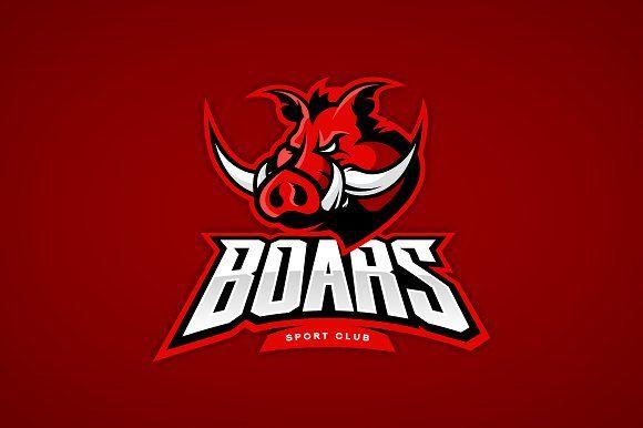 Boar Sports Logo - Boar mascot sport logo design ~ Illustrations ~ Creative Market