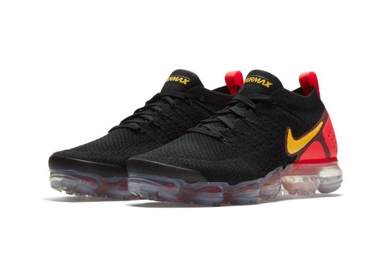 Red and Yellow Nike Logo - Nike Air VaporMax Flyknit 2.0 Black Red Yellow