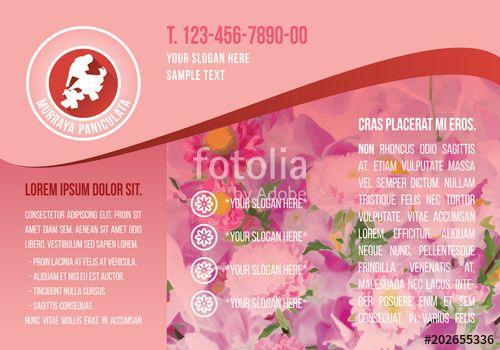Landscape Flower Logo - Pink A4 brochure template, red flower logo with demo text, floral