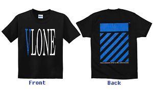 Off White Vlone Logo - VLONE X Off-White Blue V Logo T-shirt USA Size S-3XL Gildan shirt | eBay
