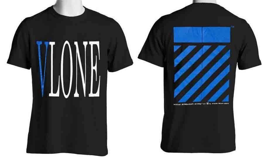 Off White Vlone Logo - Off-White VLONE X Off-White Blue V Logo T-shirt USA Size S-3XL ...