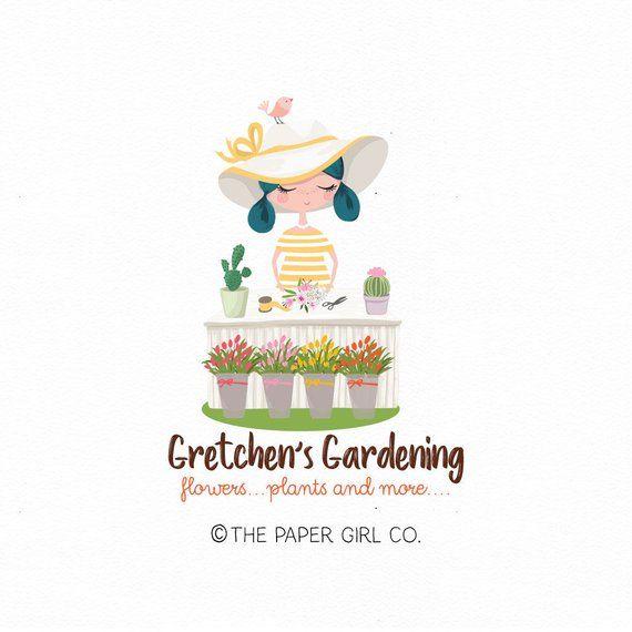 Landscape Flower Logo - gardening logo flower logo plant logo girl logo cactus logo