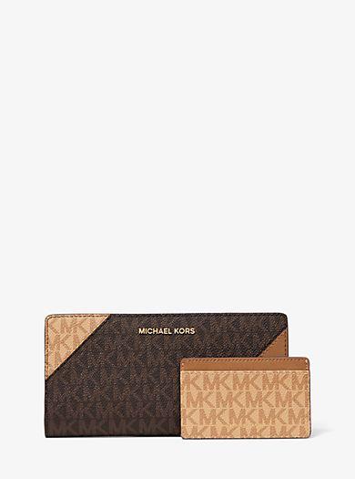 Michael Kors Colored Logo - Large Tri Color Logo And Leather Slim Wallet