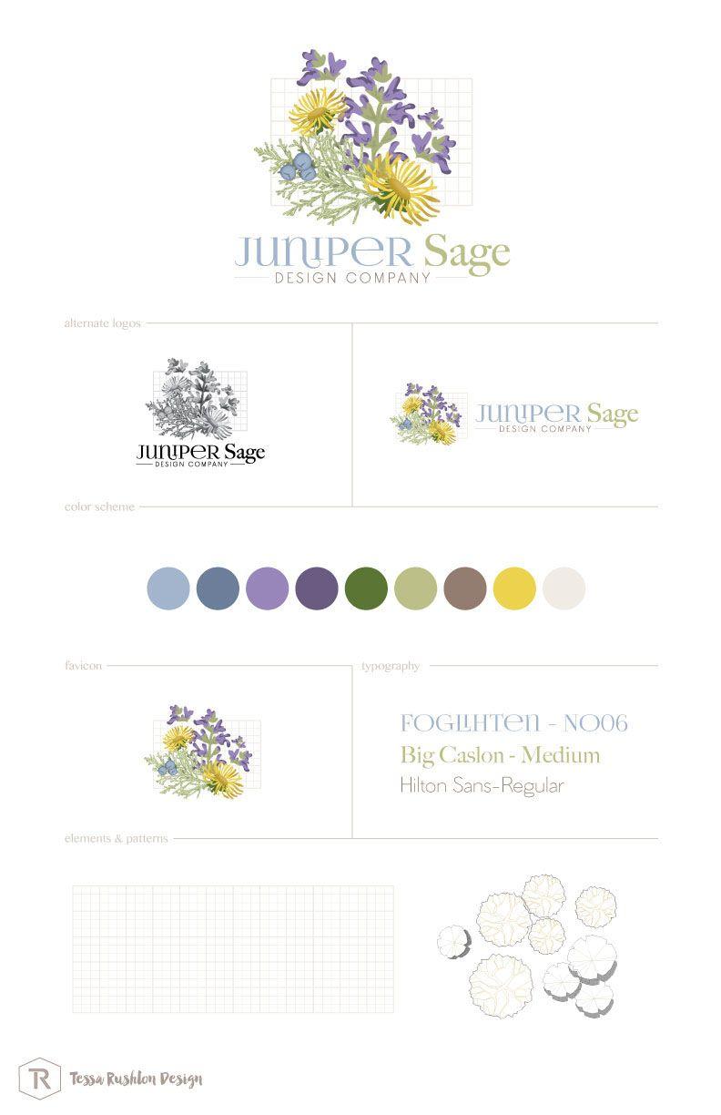 Landscape Flower Logo - Juniper Sage Landscape Design Company Branding