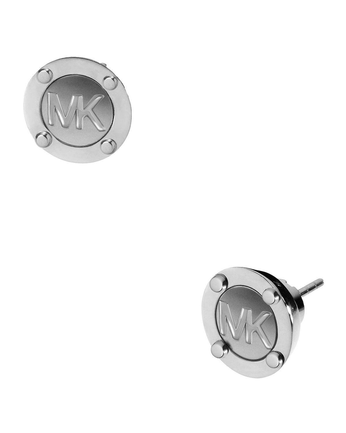 Michael Kors Colored Logo - Michael Kors Astor Stud Logo Earrings, Silver Color