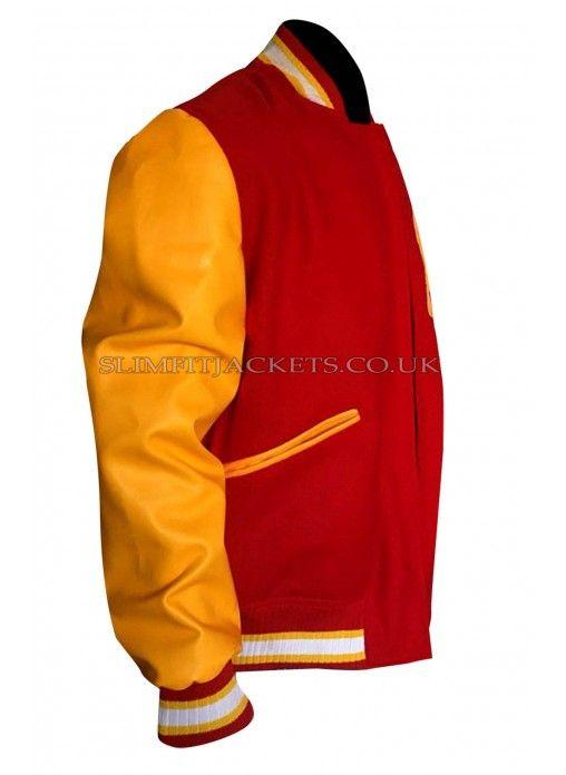 Yellow M Logo - Michael Jackson M logo Letterman Yellow & Red Varsity Bomber Jacket