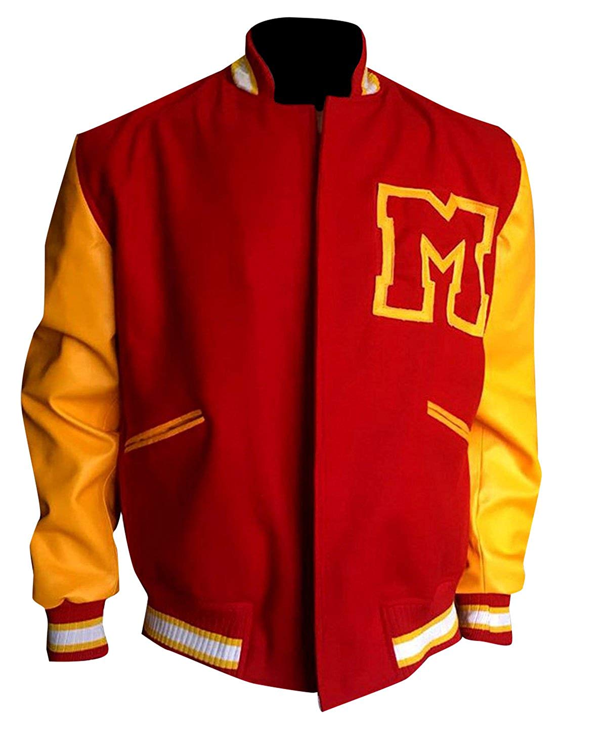 Yellow M Logo - M Logo Letterman Michael Thriller Red & Yellow Jackson Bomber ...
