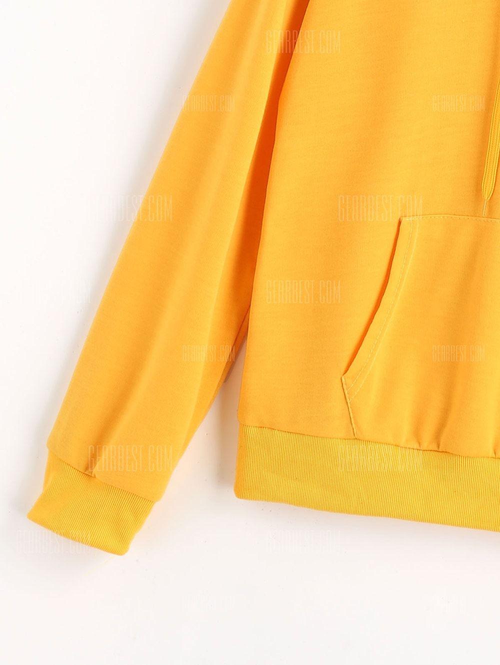 Yellow M Logo - Front Logo Raglan Sleeve Drawstring Hoodie- YELLOW M Online Shopping