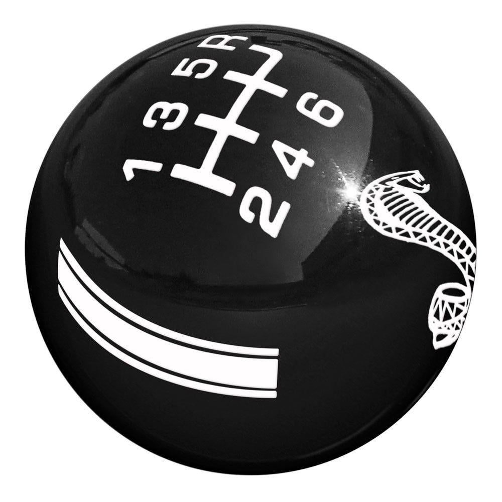 Black Cobra Logo - Mustang Shift Knob Rally 3 Black/White Pattern/Cobra 6Sp 83-04