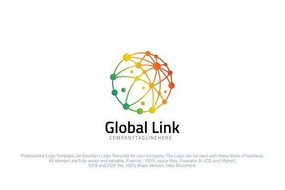 Full Globe Logo - Global Link - Colorful Dot Globe ~ Logo Templates ~ Creative Market