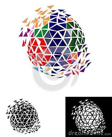 Full Globe Logo - Logo of stylized pixels globe in motion 2 colors versions included