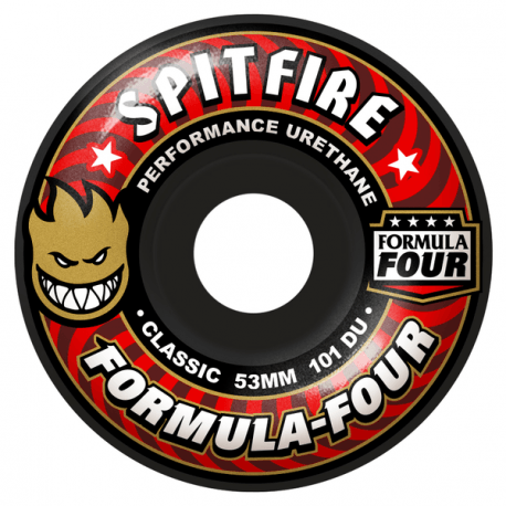 Spitfire Wheels Logo - Spitfire Wheels Formula Four 53mm Black Red