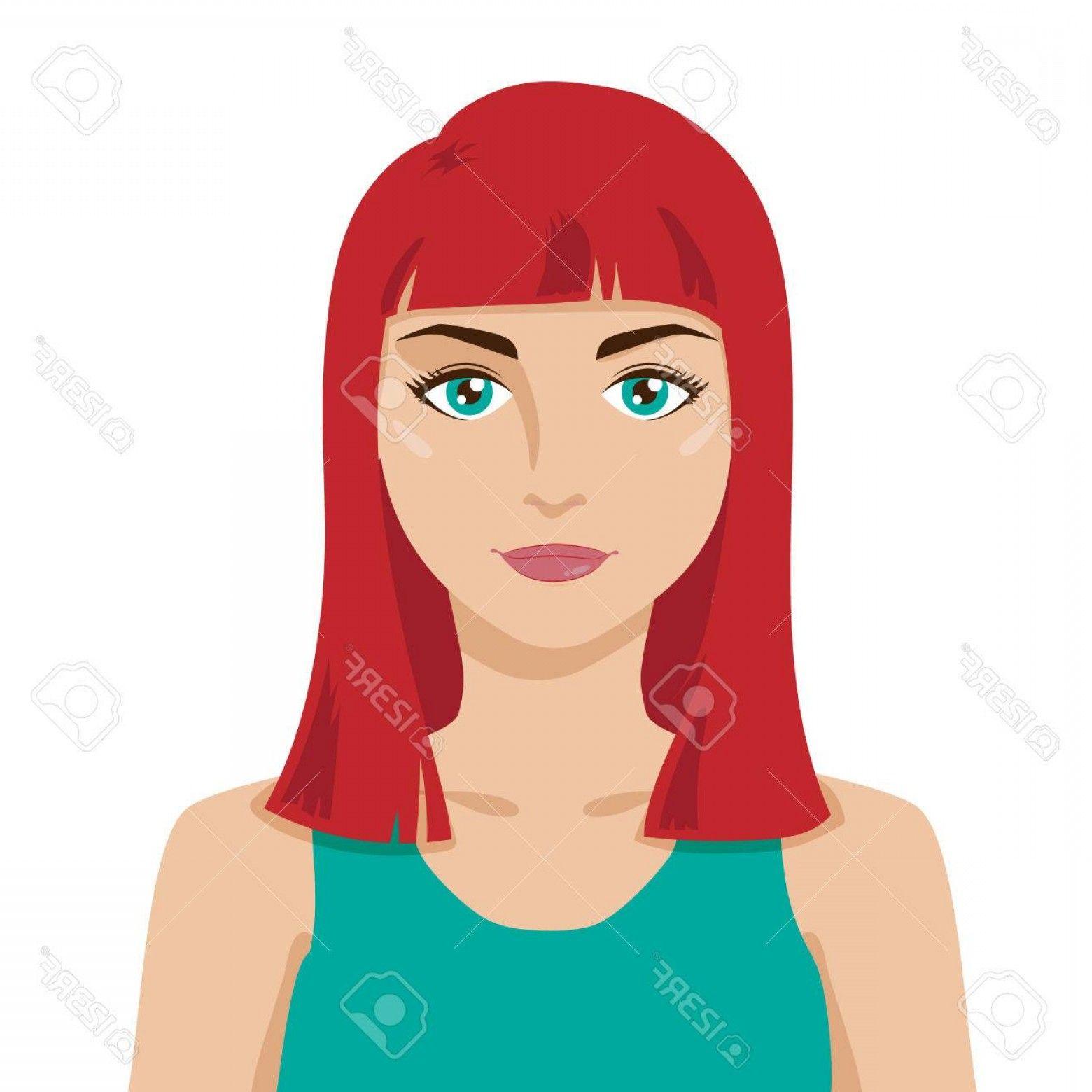 Red Hair and Face Logo - Photostock Vector Beautiful Friendly Young Girl With Stylish Red