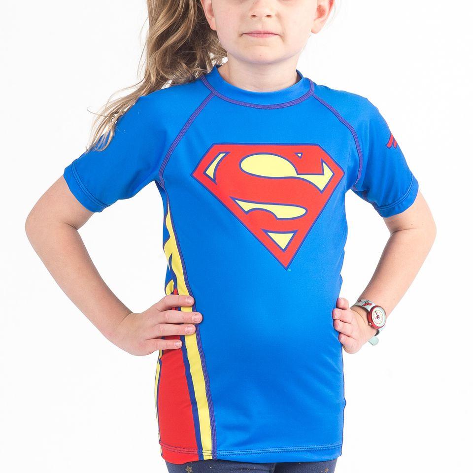 Sun Superman Logo - Superman Logo Kids BJJ Rash Guard Short | Fusion Fight Gear