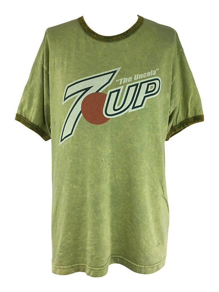 Vintage 7Up Logo - Vintage 7up Graphic Ringer Tshirt T1245 – Recycled.Clothing