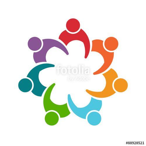 People in Circle Logo - People logo. Group of five persons in circle