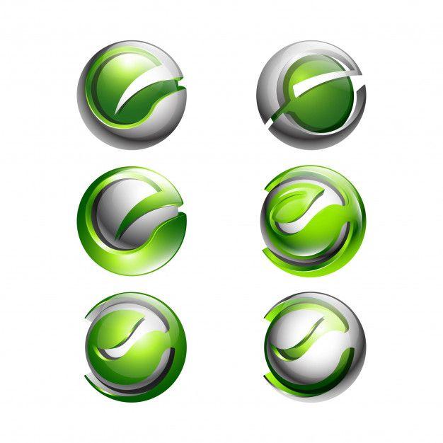 Silver Circle with Green Ball Logo - 3d lowercase initials e modern logo green silver circle ball Vector ...