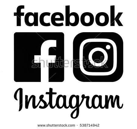 Find Us On Facebook White Logo - Kiev, Ukraine 2016: Black Instagram and Facebook
