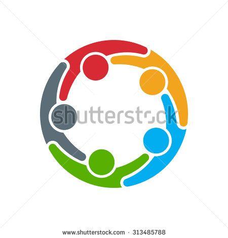 People in Circle Logo - Unusual People logo. Group of five persons in circle | People Flat ...